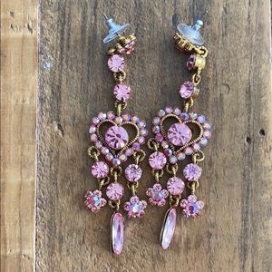 Pink heart sparkle earrings